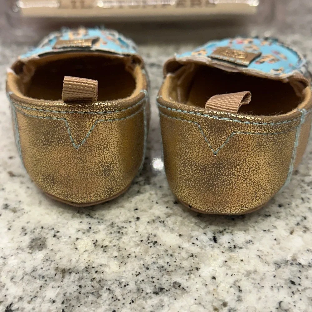 Ariat Size 1 Lil Stompers Piper‎ Kids Gold Blue New Cactus Western Moccasins